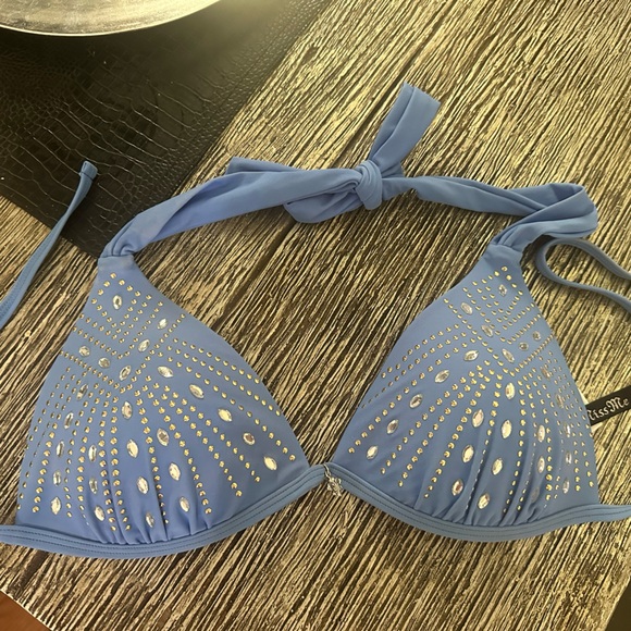 Miss Me Blue Studded Bikini Top - Picture 2 of 2